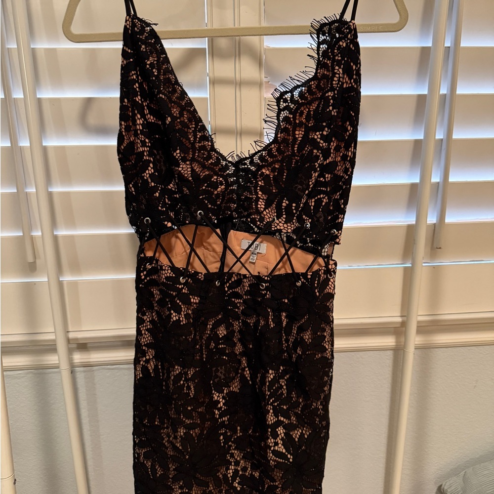 Tobi Black Lace Dress with Tan Lining